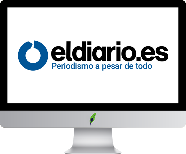 Computerscherm met logo Spaanstalig online newsportal - Eldiario.es - in kleur op transparante achtergrond - 600 * 496 pixels